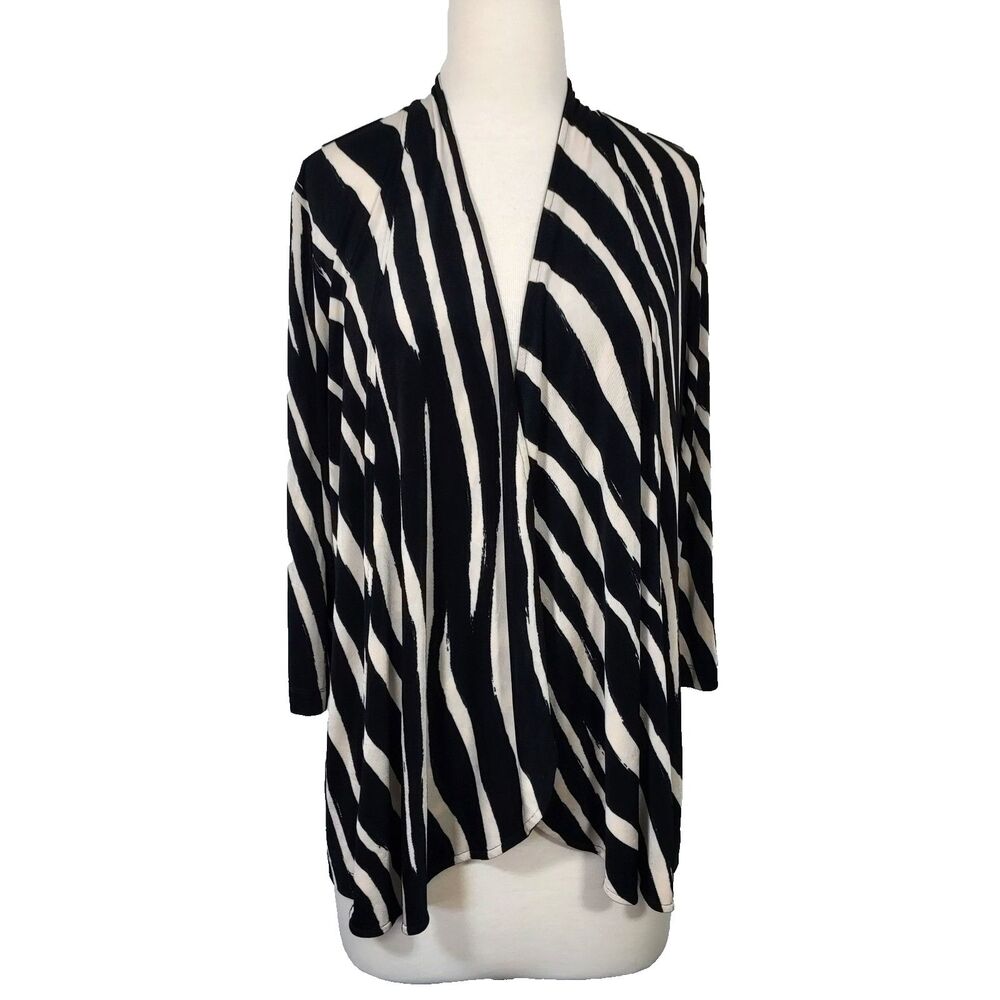Travelers by Chico's Cardigan Jacket Size 2 Womens L Slinky Stretch Flowy Open